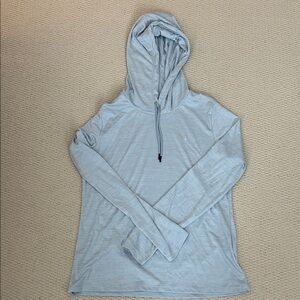 Light Gray Hooded Long Sleeve Top